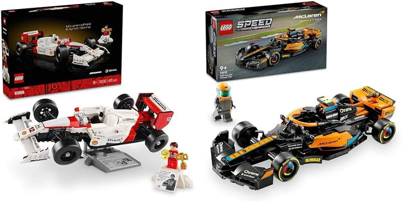 LEGO Icons McLaren MP4/4 & Ayrton Senna Modellauto Set, F1 Rennwagen Bausatz & Speed Champions McLar