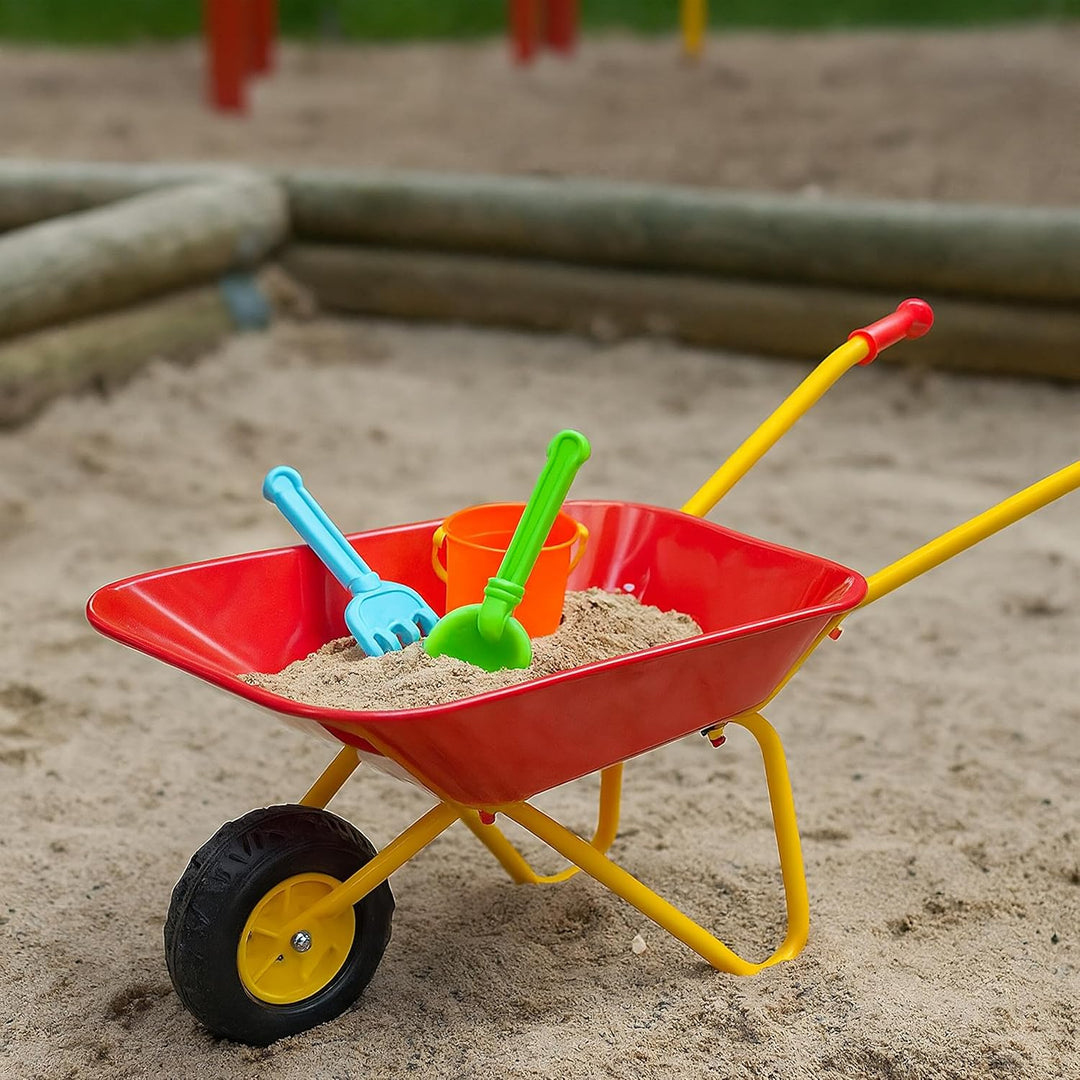 Relaxdays Schubkarre Kinder, rutschfeste Griffe, HxBxT: 43 x 74 x 36 cm, Metall, Kunststoff, Kinder-