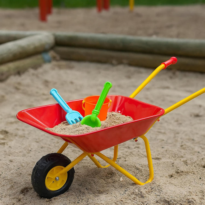 Relaxdays Schubkarre Kinder, rutschfeste Griffe, HxBxT: 43 x 74 x 36 cm, Metall, Kunststoff, Kinder-