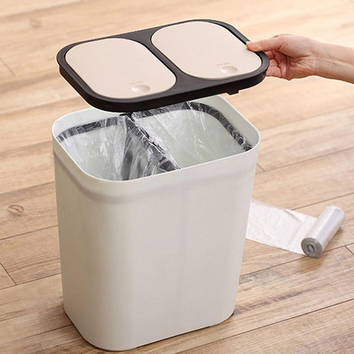 Generisch Doppel Mülleimer, Mülleimer Mit Zwei Fächern, 18L Abfalleimer Mit Deckel Mit -Betätigung F