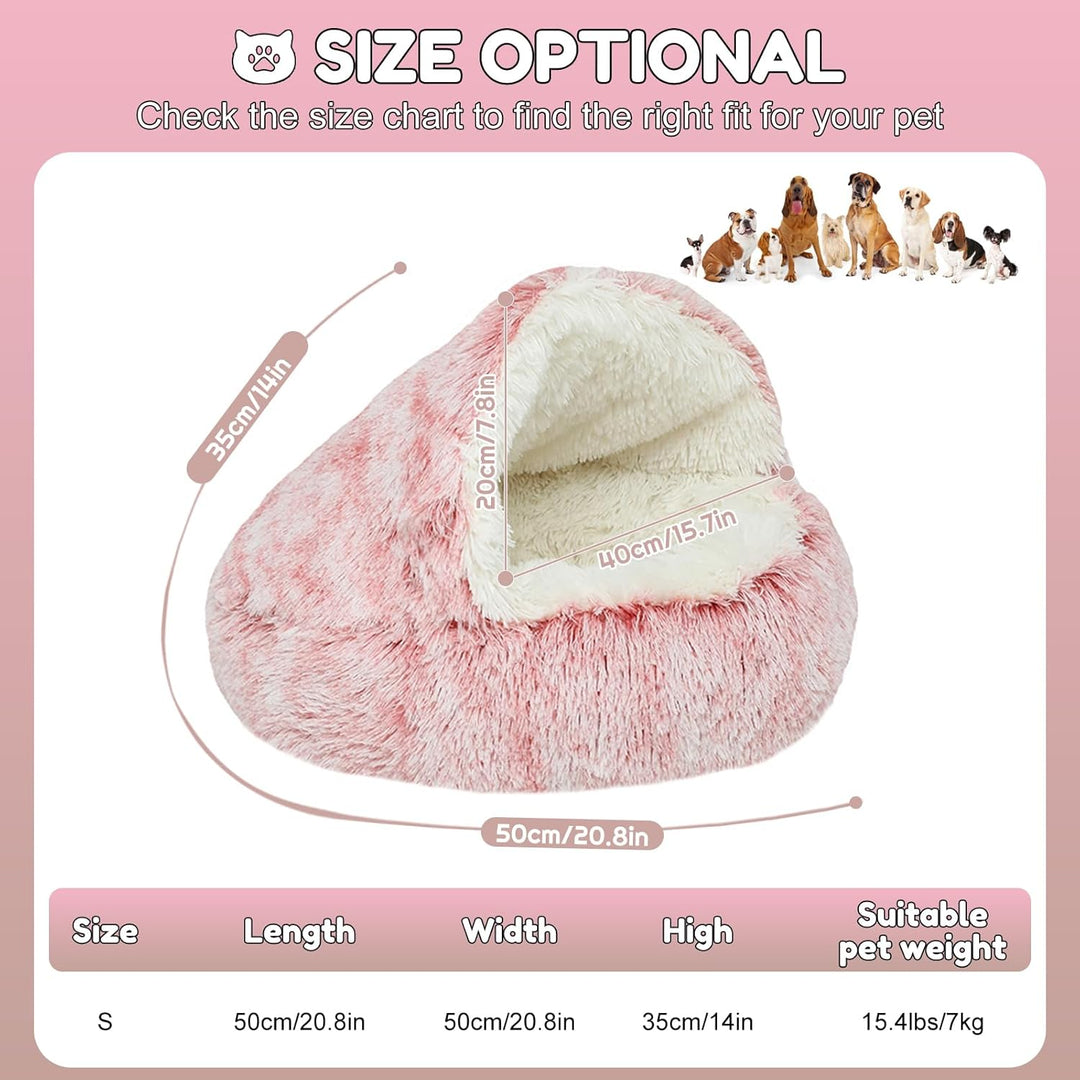 SUOXU Beruhigendes Bett für Katzen und Kleine Hunde, Katzenbett Waschbar Haustierbett,50 cm Donut Fl