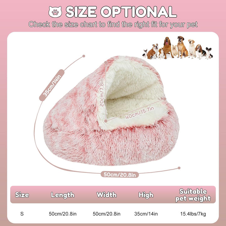 SUOXU Beruhigendes Bett für Katzen und Kleine Hunde, Katzenbett Waschbar Haustierbett,50 cm Donut Fl