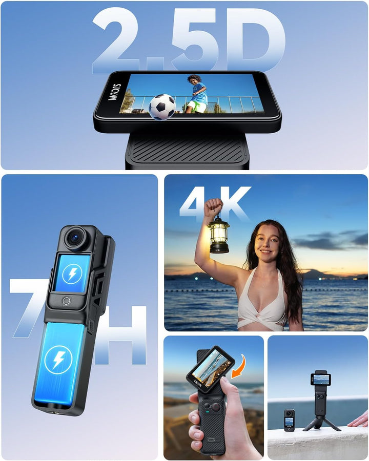 SJCAM C400 4K Vlog Kamera,7h Akku,Wasserdicht | 6-Achsen-Bildstabilisierung,2,29" Dreh-Touchscreen U