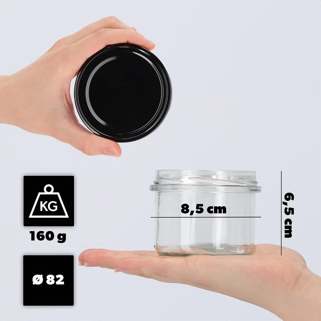 KADAX 20er Set Marmeladengläser 235ml TO82 Schwarz, Einmachgläser Vorratsgläser Mason Jar mit Schrau