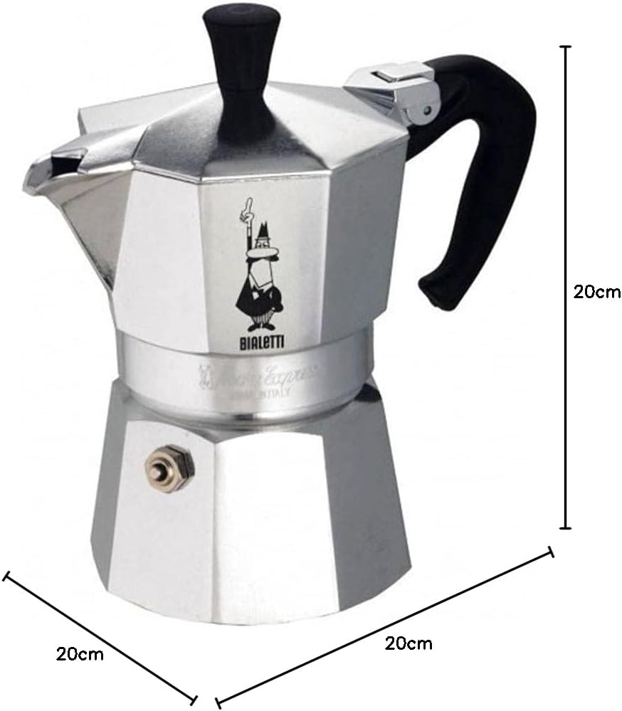 Bialetti Express Moka Pot, 1-Cup, Aluminum Silver, 6857, Aluminium Silber Aluminium Silber 1-Cup Top