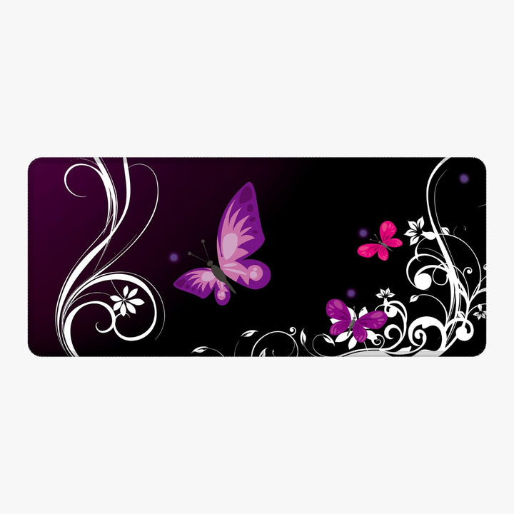 Silent Monsters Mauspad XXL 900 x 400 mm grosses Mousepad Schmetterling lila - Vernähter Rand - ruts