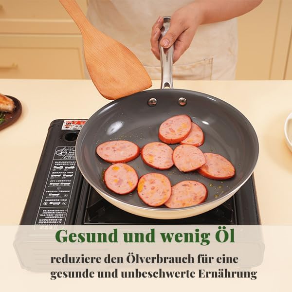 Keramik-Spitzlöffel aus Keramik, 20cm, Antihaft-Kleinen Eierpfannen - frei von PFOA, PTFE, PFAS - ko