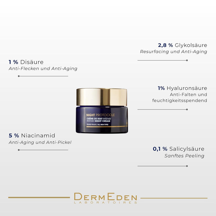 DermEden - Regenerierende Nachtcreme 50 ml - Fördert die Zellerneuerung für eine prallere, straffere