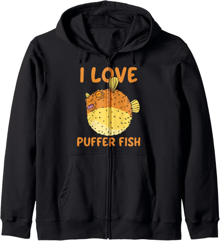 Pufferfish Pufferfisch Kugelfisch I Love Puffer Fish Kapuzenjacke