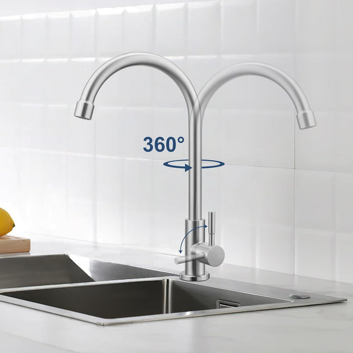 BONADE Wasserhahn Küche, 360°Drehung Einhand Hochdruck Kaltwasserhahn Küche, Drahtziehen küchenarmat