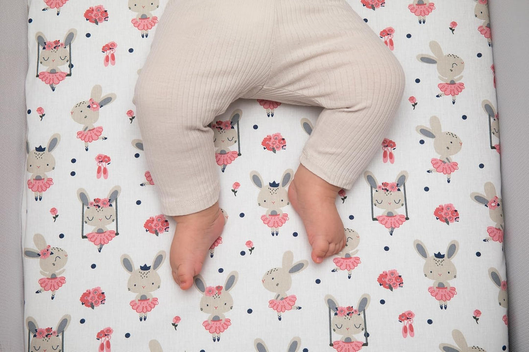 Lovely Hippo 2X Spannbettlaken 90x55cm 100% Baumwolle + 1X Matratzenschoner 100% wasserdichtem Mater