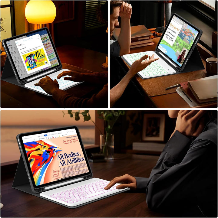 aoub Hülle mit Tastatur für iPad Air 11 Zoll 2025 M3/2024 M2, Kompatibel mit iPad Air 7./6./ 5./ 4.