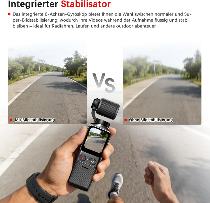 4K Mini Vlogging Camera Action Cam, Mini Pocket Vlog Kamera Live Übertragung Handy mit 32GB SD Karte