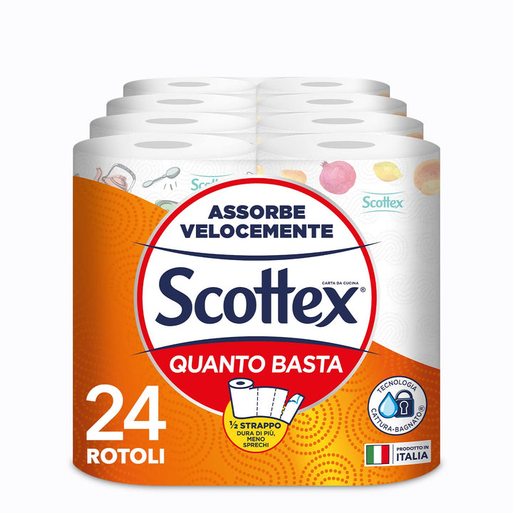 Scottex Quanto Basta Küchenpapier mit Halbreissoption, 1er Pack (1 x 24 Rolle)