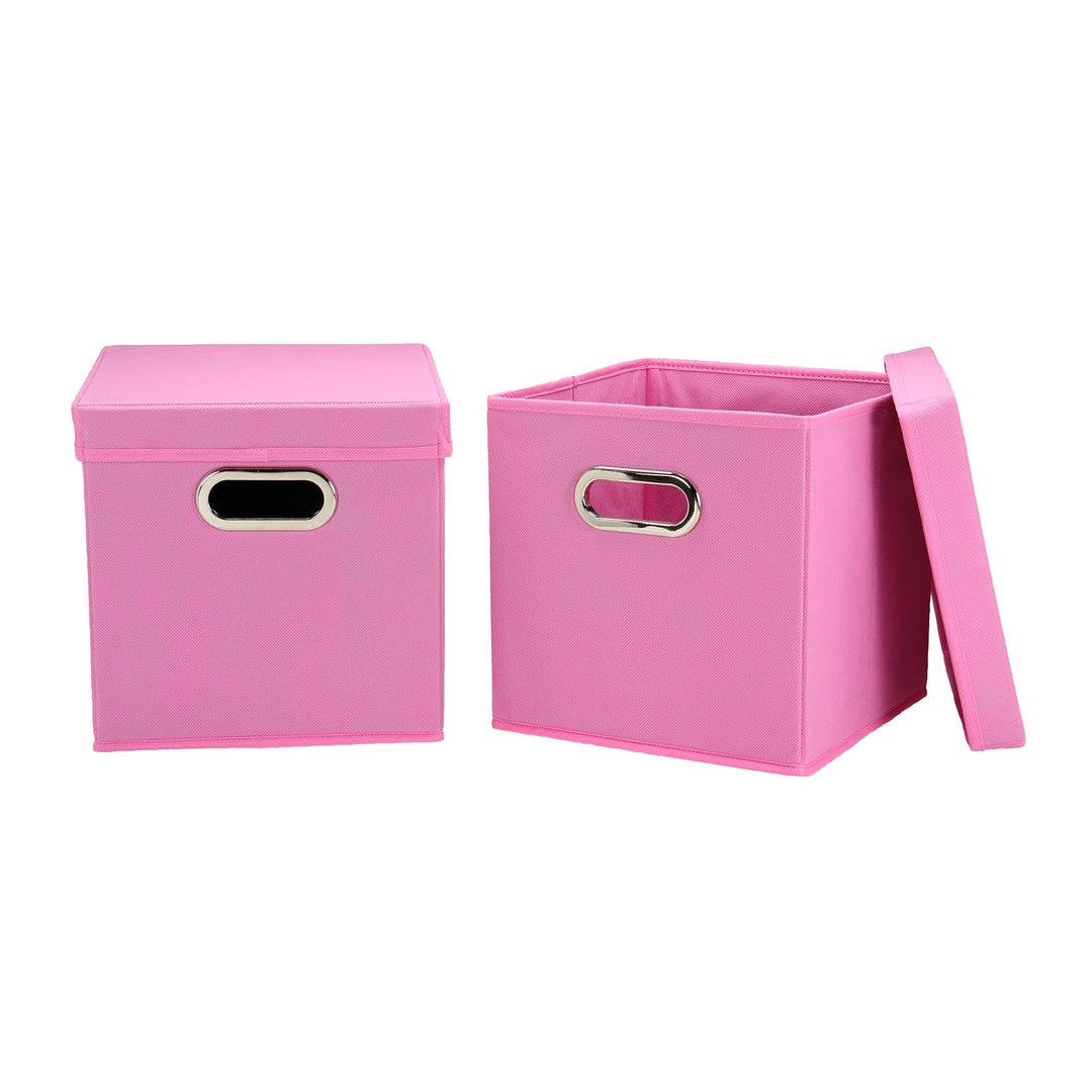 Household Essentials Würfel Set mit Deckel, rosa, 2er Pack Pink, Pink