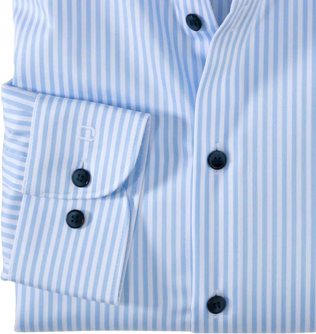 OLYMP Herren Oberhemd Langarm Level.Five.Body.fit,Römer Streifen,Body fit,Royal Kent 39 Bleu 11, 39