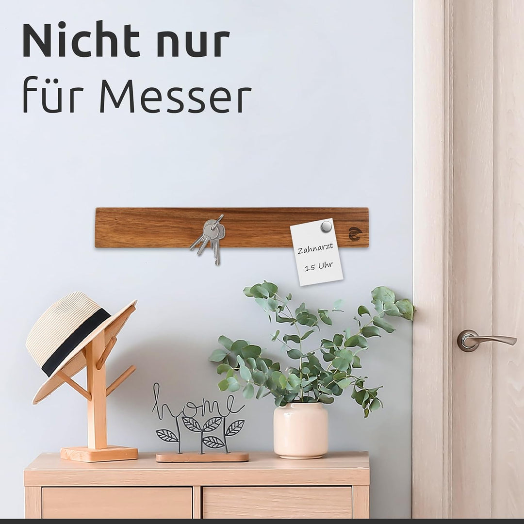 ECENCE Magnetleiste Messer aus Akazienholz 40cm Messerhalter Wandmontage oder selbstklebend, Messerl