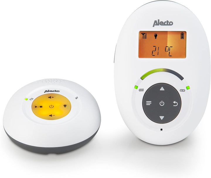 Alecto DBX-125 DECT Babyphone mit Full ECO-Modus und Display - Audio Babyfon mit VOX-Funktion - Wied