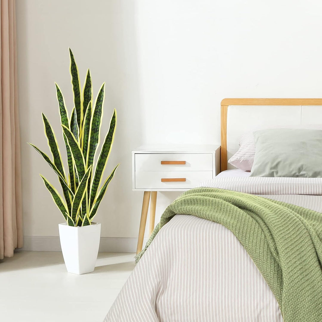 CROSOFMI Kunstpflanze Bogenhanf 110 cm Künstliche Pflanzen Gross Wie Echt Sansevieria Plastikpflanze