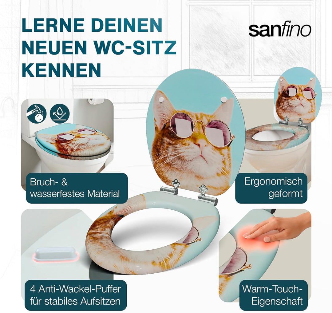 Premium WC Sitz mit Absenkautomatik – hochwertige Toilettendeckel aus Holz, viele bunte Motive, hohe