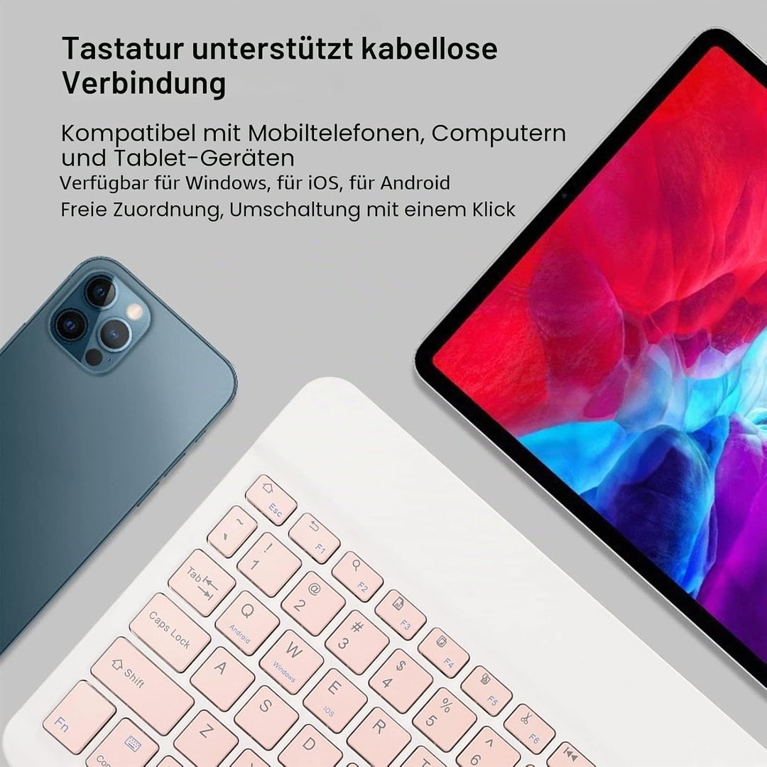 Kabellose Tastatur und Maus Set, 10 Zoll Bluetooth Tastatur, USB Aufladung, Ultradünne und Leise Des