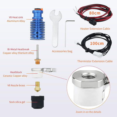 Verbesserte schnelle Wärme CHC V6 Hotend Keramik-Heizkern Bimetall Heatbreak Kupfer Titan kompatibel