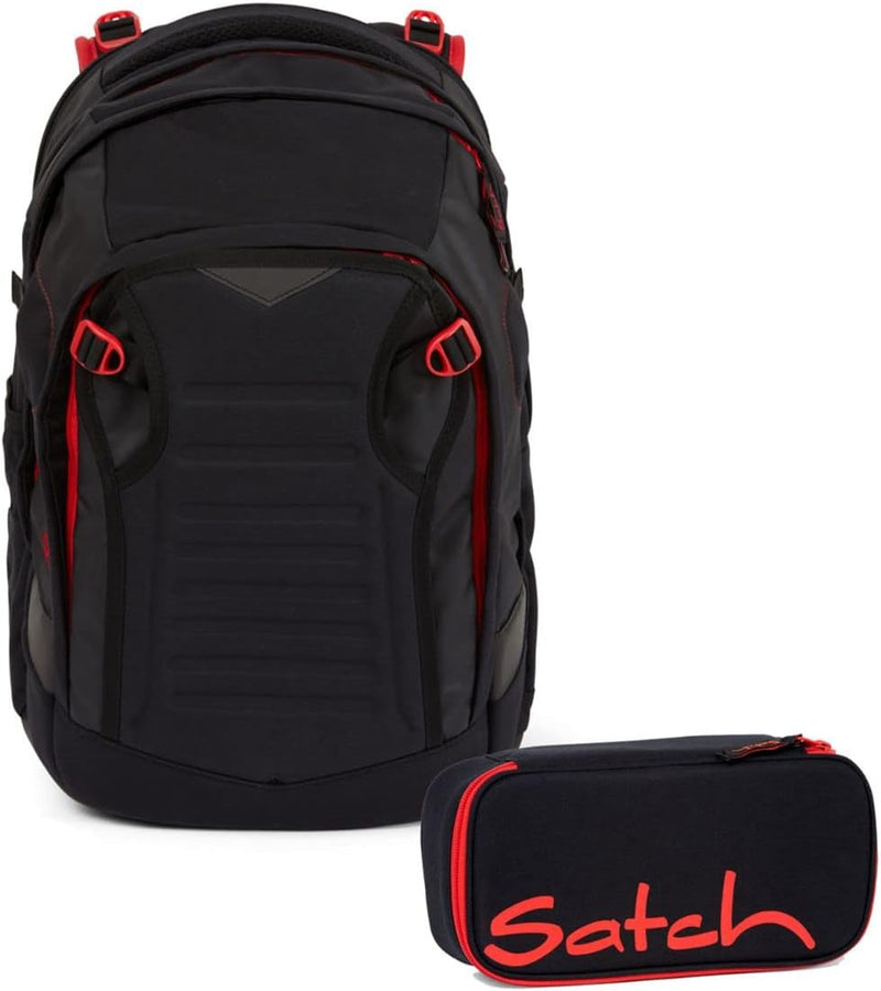 satch Match Schulrucksack Set 2tlg. mit Schlamperbox Fire Phantom