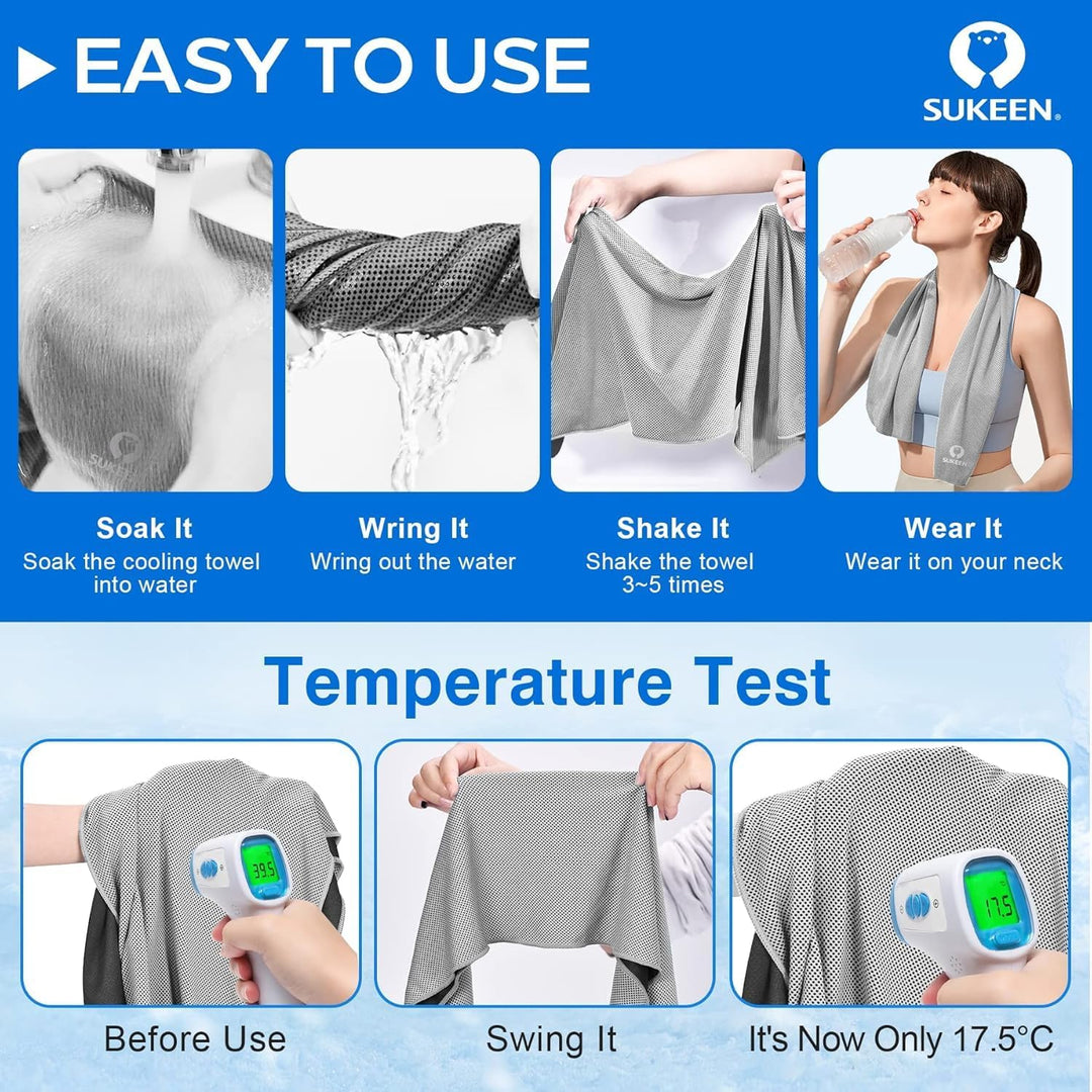 Kühltuch Set, kühlendes Handtuch Kühltücher Hals, Handtuch kühlend, Cooling Towel, Kühltücher Sport,