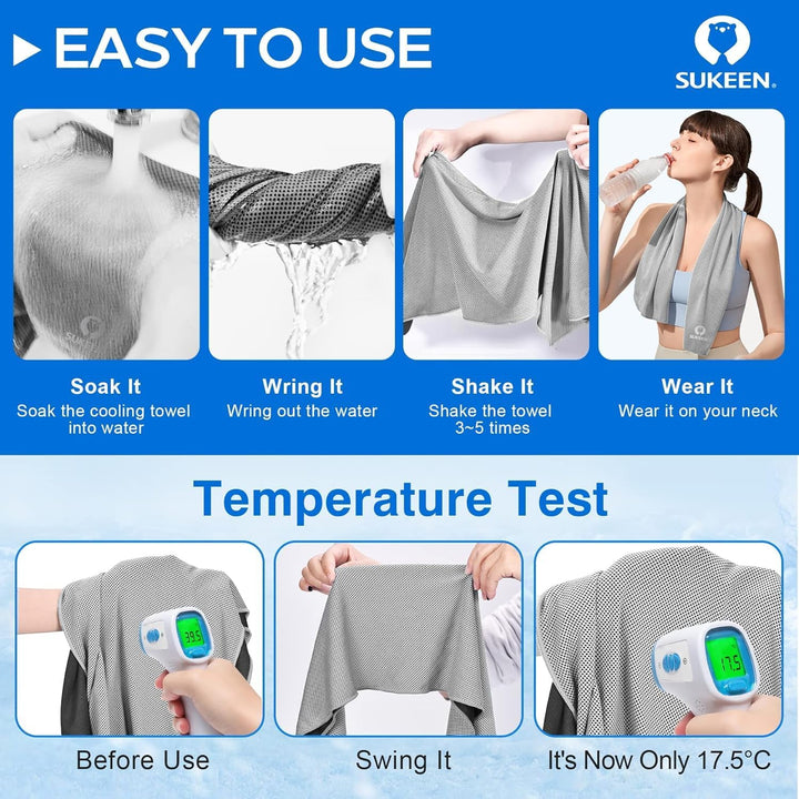 Kühltuch Set, kühlendes Handtuch Kühltücher Hals, Handtuch kühlend, Cooling Towel, Kühltücher Sport,