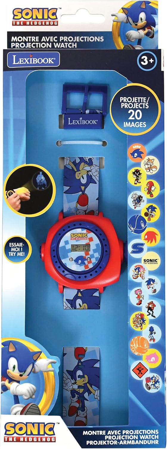 Lexibook, SEGA Sonic The Hedgehog, Verstellbare Projektionsuhr Digitaler Bildschirm, Projiziert 20 B