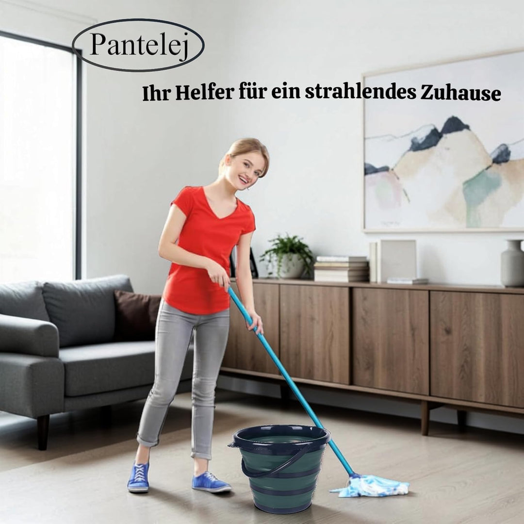 Pantelej Zusammenfaltbarer Silikoneimer 10 Liter inkl. 2 Verstärkungsringe, Wassereimer Langlebiger,