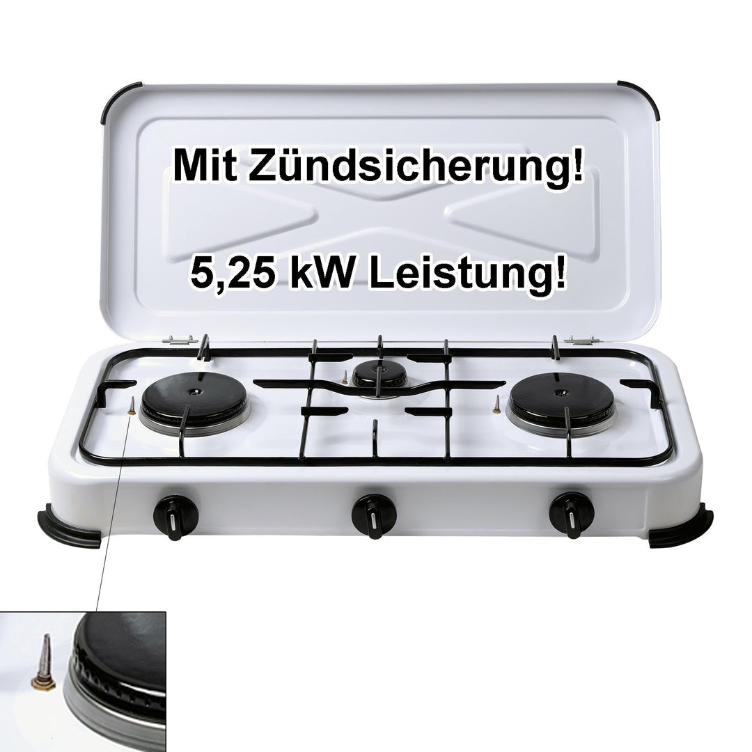 Brunner Campingbedarf Campingkocher Flame, 27589 ohne Zubehör 3-flammig mit Zündsicherung, ohne Zube