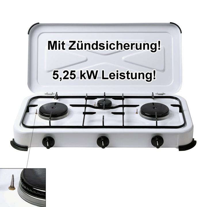 Brunner Campingbedarf Campingkocher Flame, 27589 ohne Zubehör 3-flammig mit Zündsicherung, ohne Zube