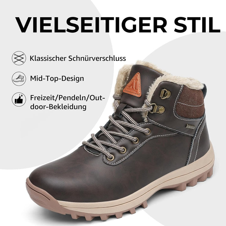 Mishansha Unisex Winterschuhe Warme Gefütterte Winterstiefel Wasserdicht Wanderschuhe Gr.36-48, Brau