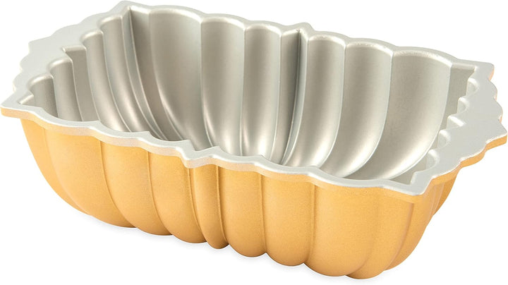 Nordic Ware, Backform, Kuchenform, Kastenform, gewellt, goldfarben, Aluminium, Antihaft, NW 81677