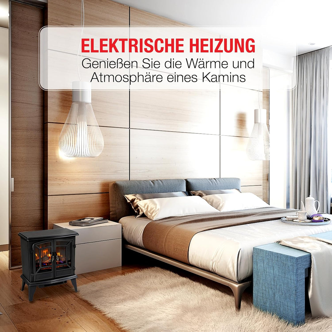 Classic Fire Kaminofen Narvik - Elektrokamin mit Heizung und Kaminfeuer LED - Künstliches Feuer - El