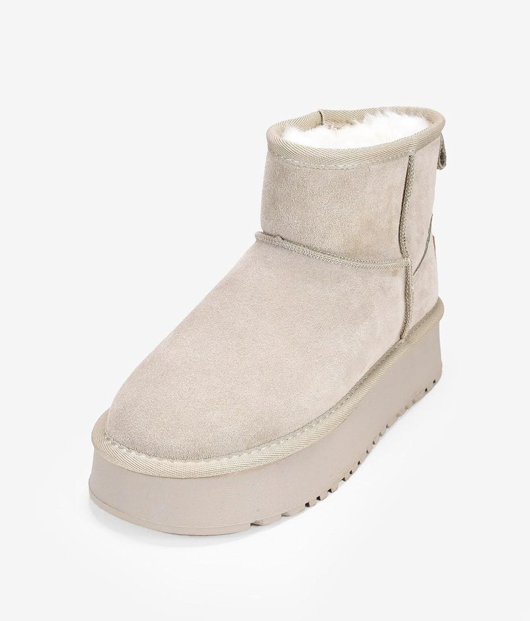 BOSANOVA Stiefeletten im australischen Stil aus Spaltleder mit mittlerem Schaft von 12 cm, Logo-Deta