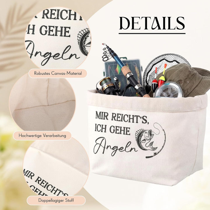 Sinmoe Geschenke für Angler MIR REICHT’S, ICH GEHE ANGELN Angel Zubehör Tasche Geschenkkorb Brotkorb