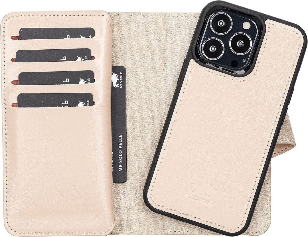 Solo Pelle Lederhülle kompatibel für iPhone 13 Pro in 6.1 Zoll abnehmbare Hülle (2in1) Harvard Doubl
