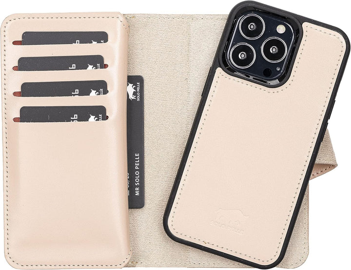 Solo Pelle Lederhülle kompatibel für iPhone 13 Pro in 6.1 Zoll abnehmbare Hülle (2in1) Harvard Doubl