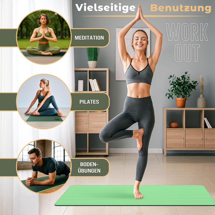 Yogamatte Phthalatfrei | Gymnastikmatte rutschfest | Fitnessmatte schadstofffrei | Trainingsmatte mi
