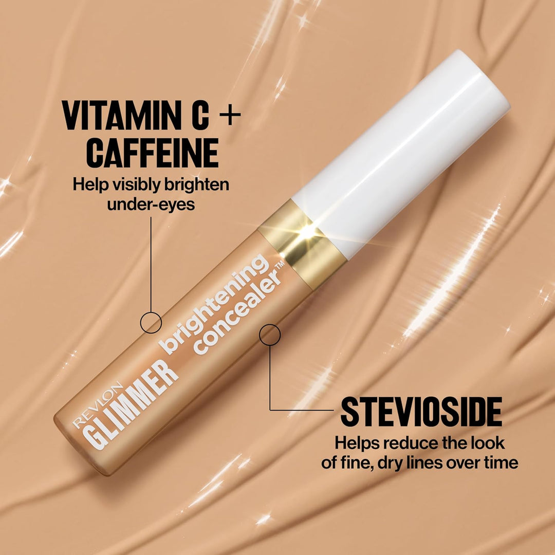Revlon Glimmer Brightening Concealer, Anti-Concealer, leichte Abdeckung, Vitamin C, Koffein und Stev