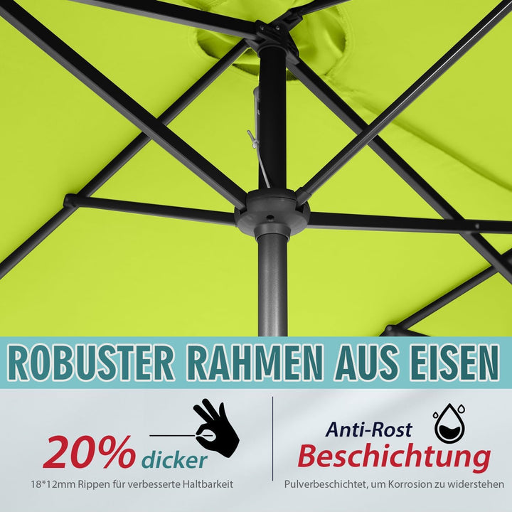 Sekey 160 × 300 cm Doppelsonnenschirm mit kurbel & Neigungsfunktion| Gross Sonnenschirm Marktschirm