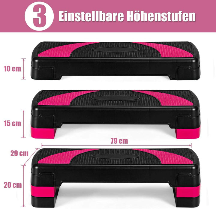 GOPLUS Höhenverstellbarer Stepper, Step-Bench mit 3 Stufen (10/15/20cm), Steppbrett für Aerobic und