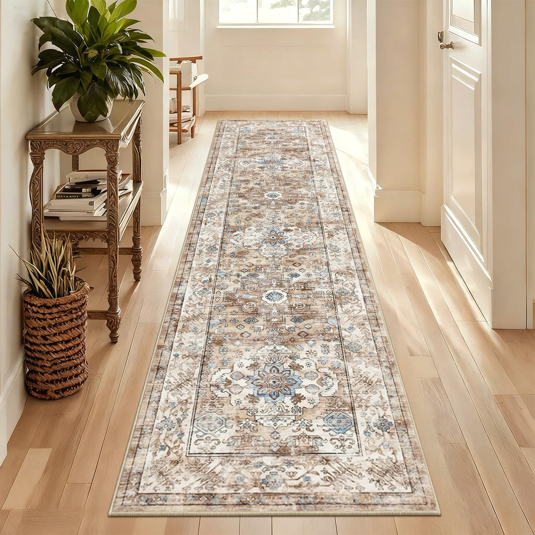 Enyhom Teppich Läufer, 60 x 240 cm Extra Lange Läufer Teppiche für Flur rutschfest Waschküche Maschi