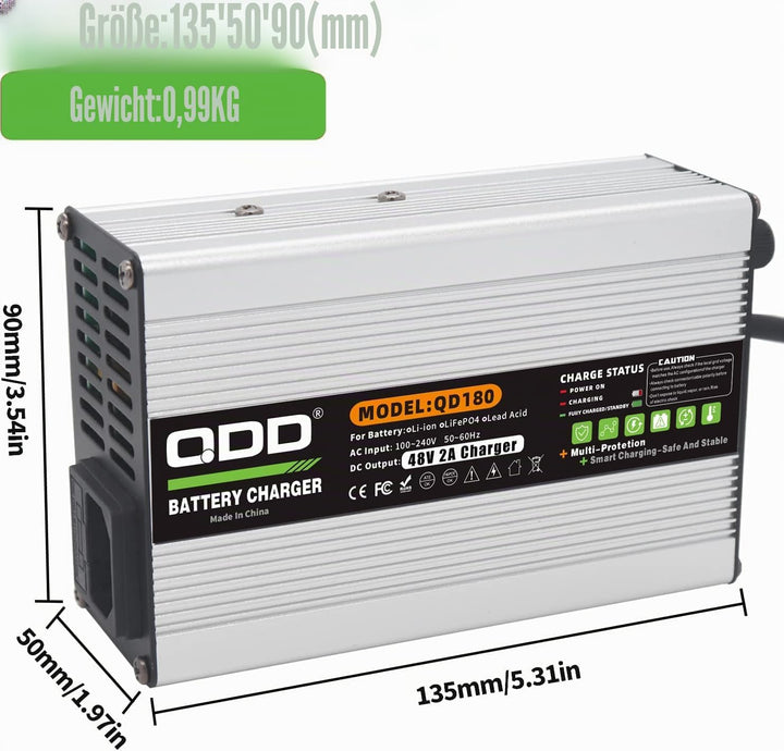 48 V 2 A Blei-Säure-Batterieladegerät 55,2 V Blei-Säure-Ladegerät für 48 V Blei-Säure-AGM-Gel-VRLA-O