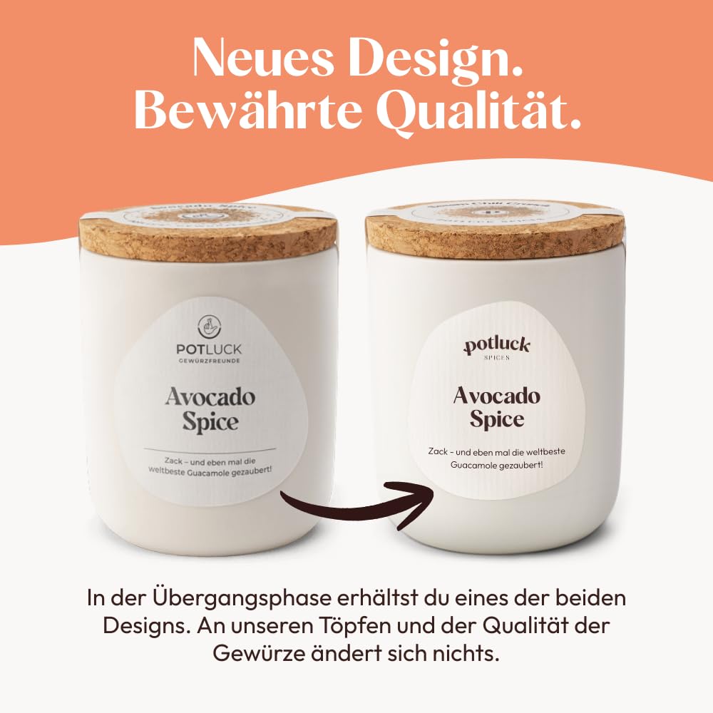 POTLUCK I 6er Gewürzset I 6 erlesene Gewürzmischungen I Ideal als Geschenk I Wiederverwendbarer Kera