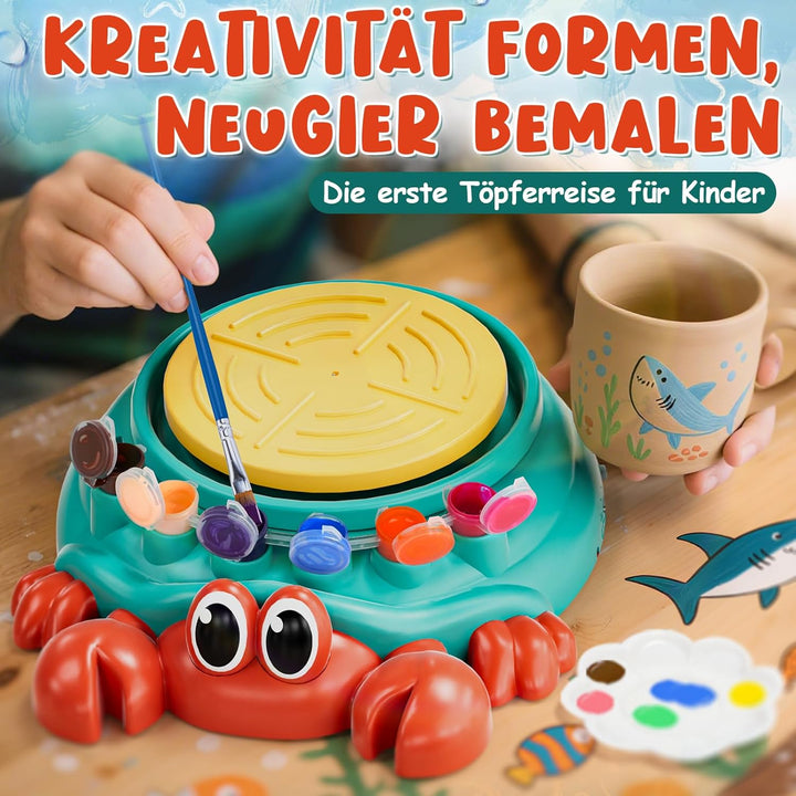 Lehoo Castle Töpferscheibe für Kinder, komplettes Töpfer- und Bastelset für Kinder von 8 bis 12 Jahr