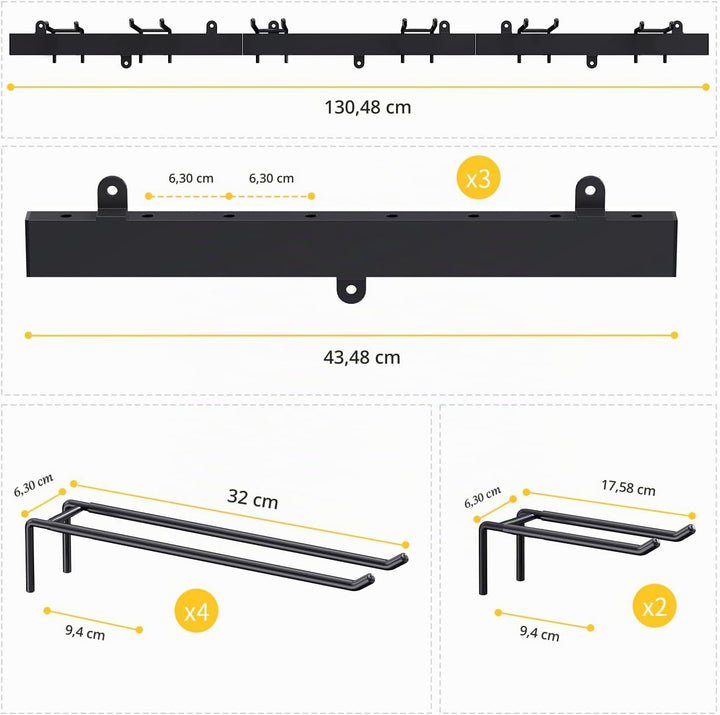 Bomclap Garagen Gerätehalter 46 inch, Metall Wandhaken 12 Haken Werkzeugregal Wand Werkzeughalter fü