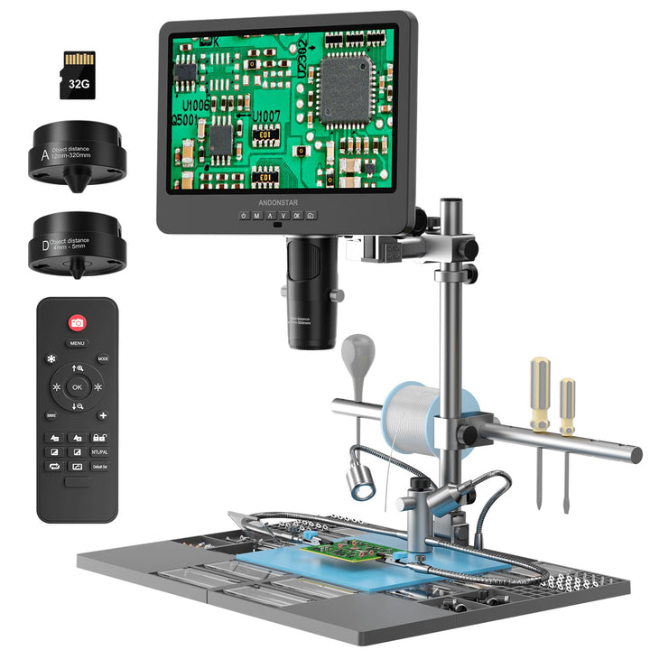 Andonstar AD249S-M Plus 10.1'' HDMI Digitales Mikroskop für Elektronikreparaturen, 2000x 3 Linsen 21